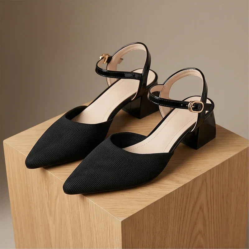 Marcella Knit Slingback Block Heel Pumps