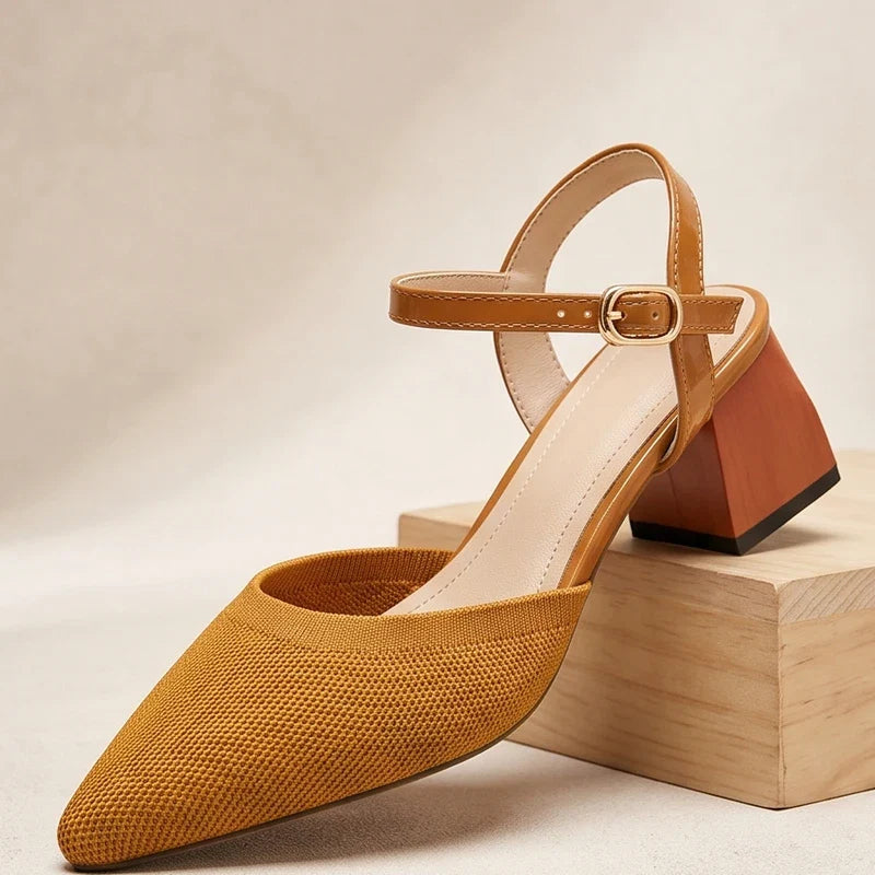 Marcella Knit Slingback Block Heel Pumps