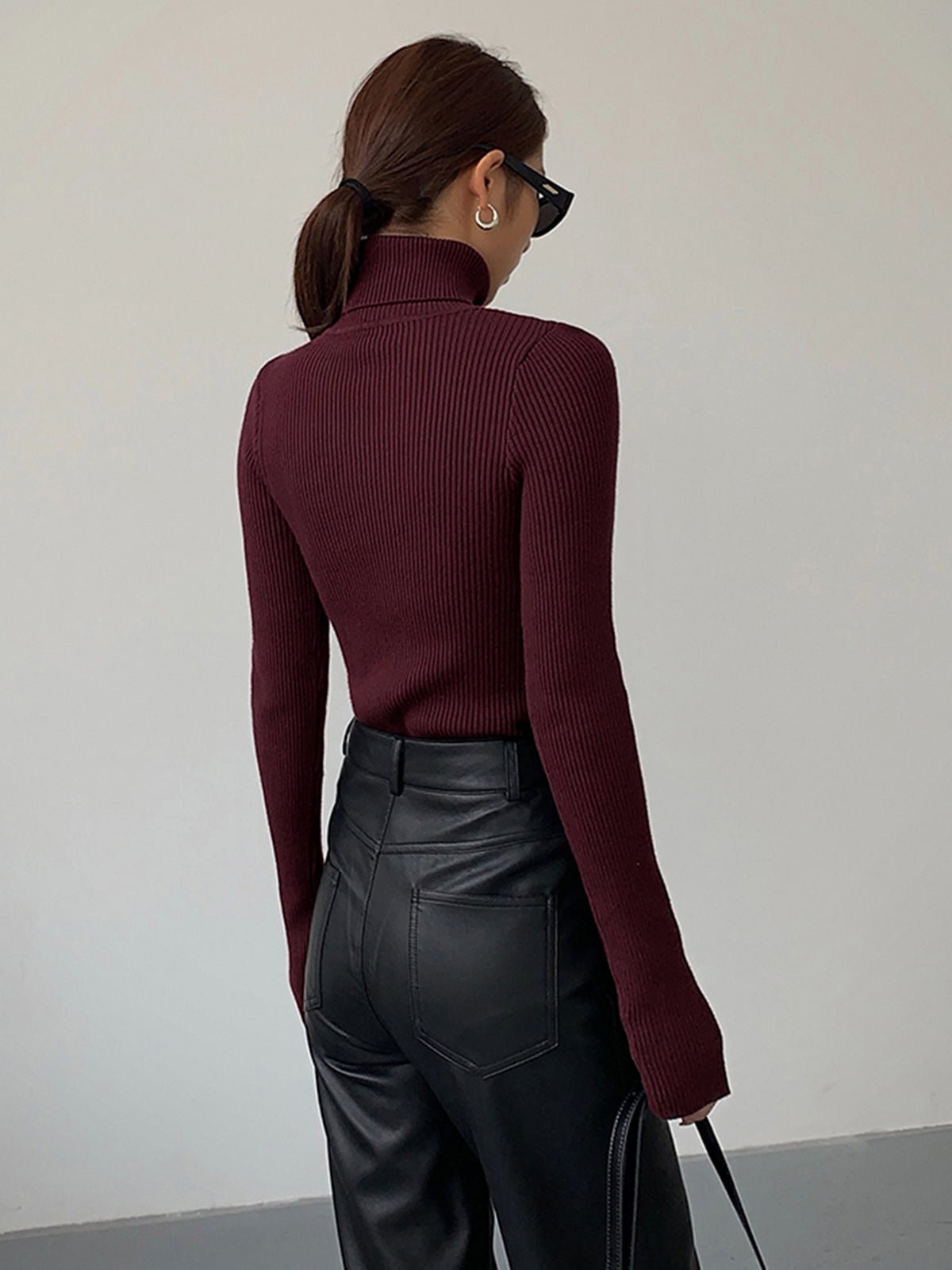 Women’s Slim Fit Turtleneck Sweater – Soft Knit Stretch Roll Neck Top