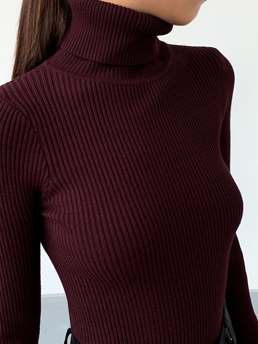 Women’s Slim Fit Turtleneck Sweater – Soft Knit Stretch Roll Neck Top