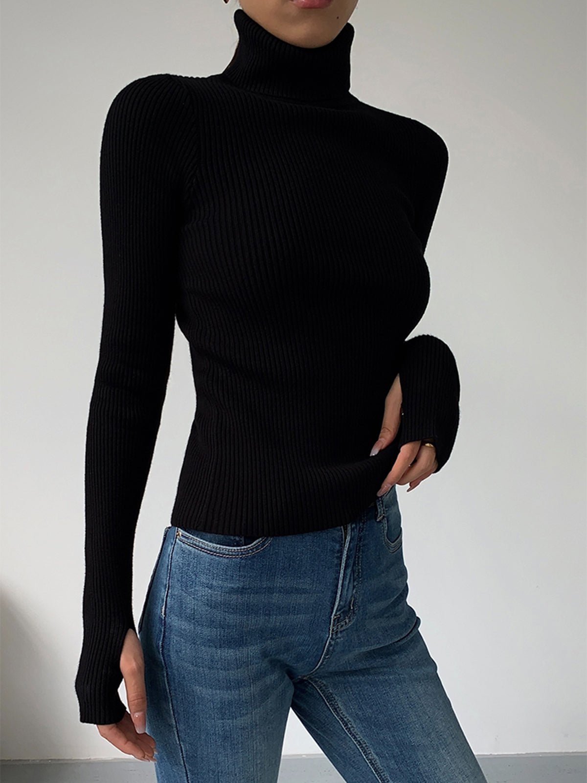 Women’s Slim Fit Turtleneck Sweater – Soft Knit Stretch Roll Neck Top