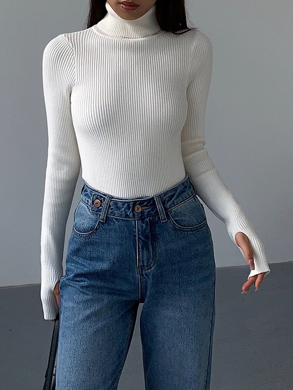 Women’s Slim Fit Turtleneck Sweater – Soft Knit Stretch Roll Neck Top