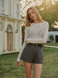 Delicately Refined Lace T-Shirt – Women’s Semi-Transparent Slim Fit Long Sleeve Top