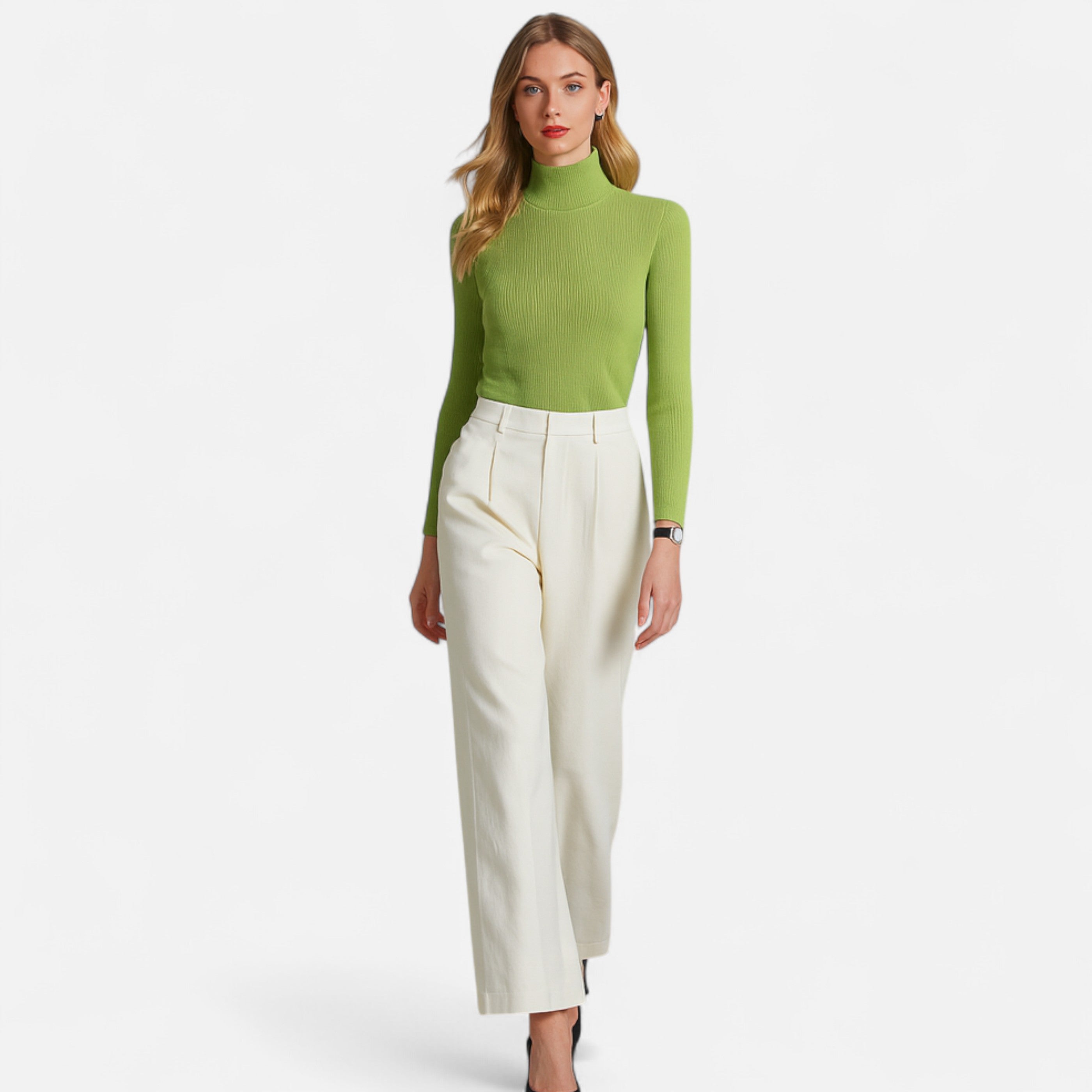 Women’s Ribbed Turtleneck Sweater – Soft Slim-Fit Winter Knit Top