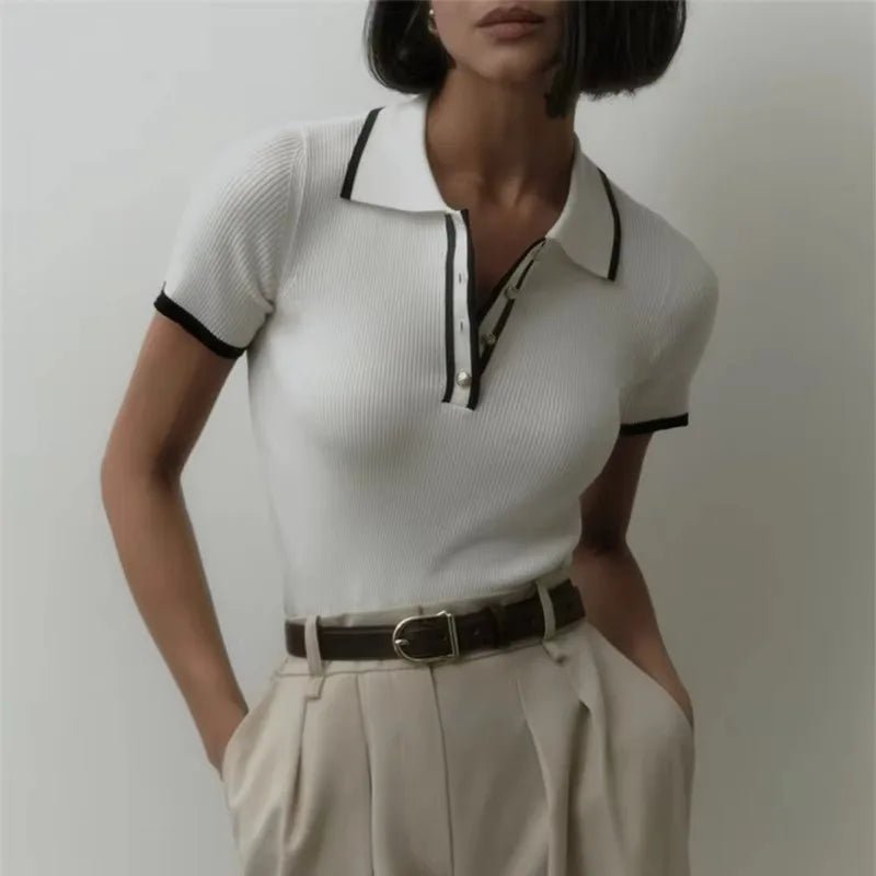 Coralie Polo | Contrast Trim Fitted Top