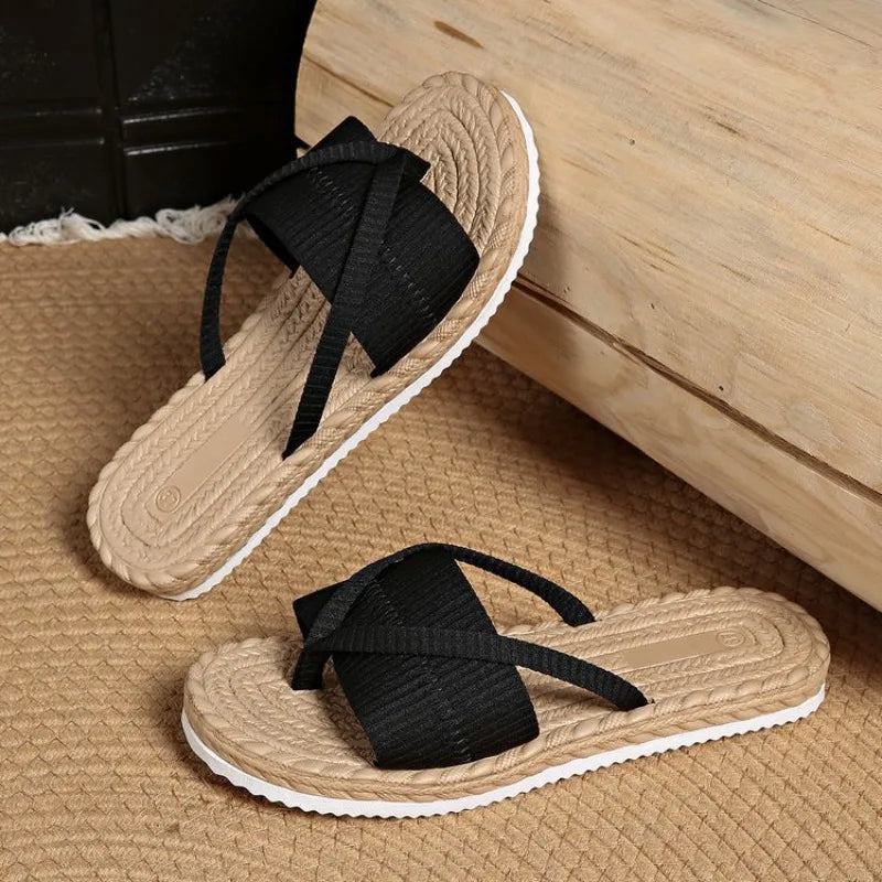 Solana Woven Crossover Slide Sandals