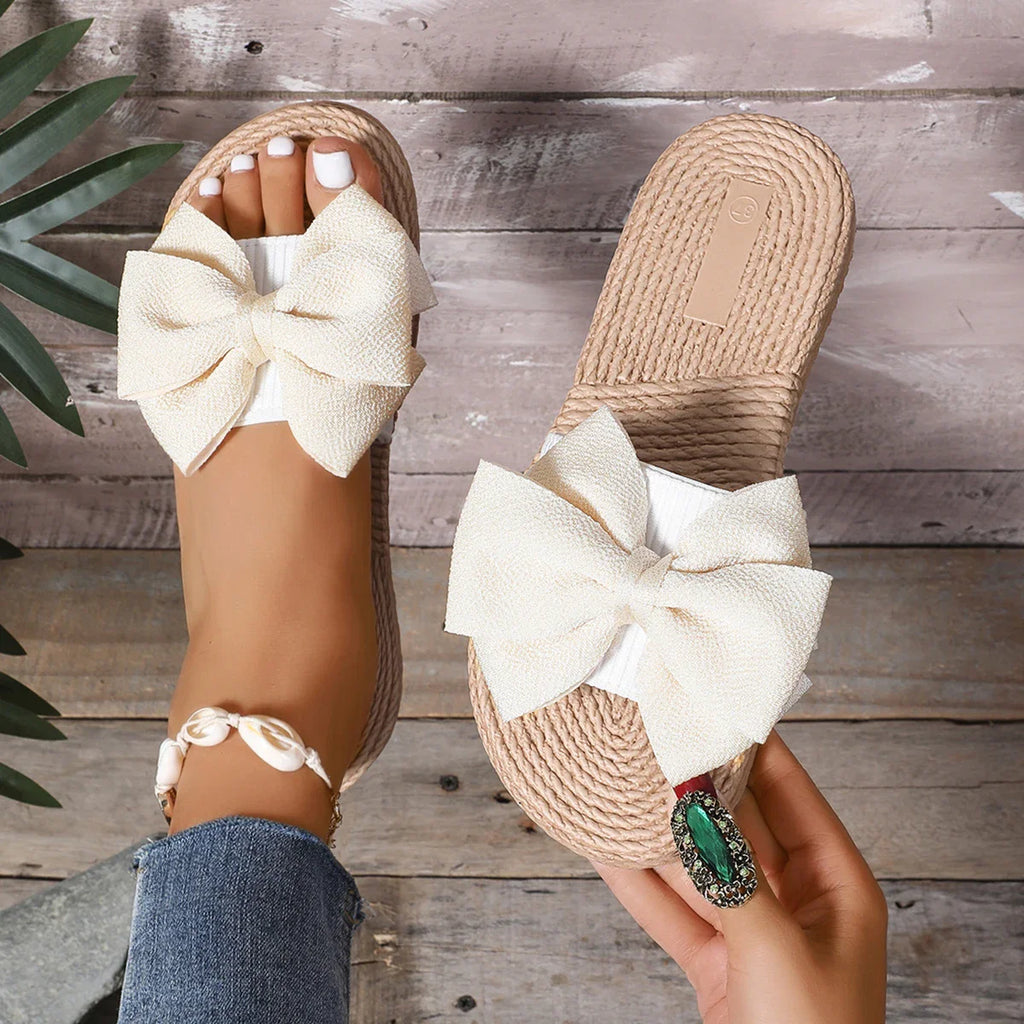 Lily Woven Bow Slide Sandals