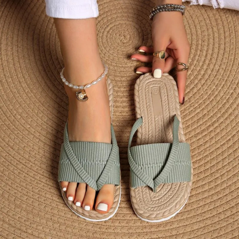 Solana Woven Crossover Slide Sandals