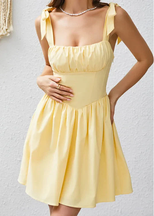 Solara Tie-Strap Yellow Mini Dress