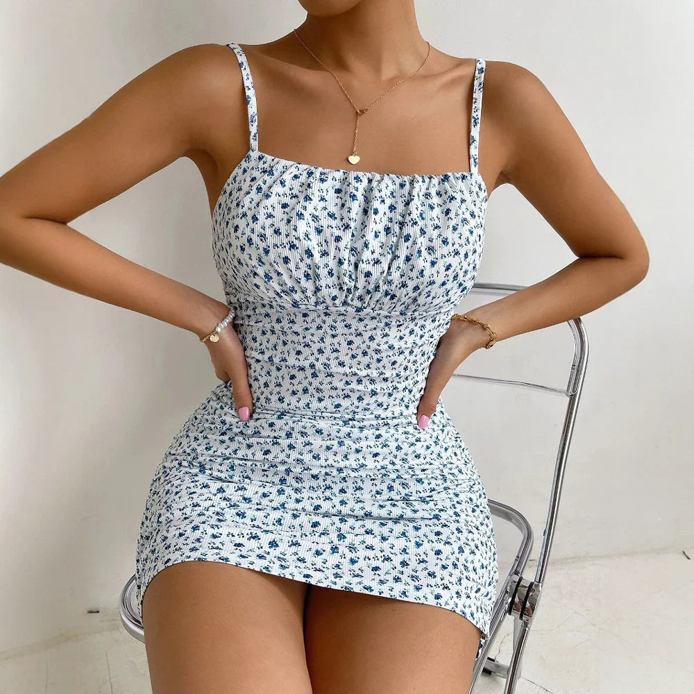 Celine Floral Ruched Mini Dress