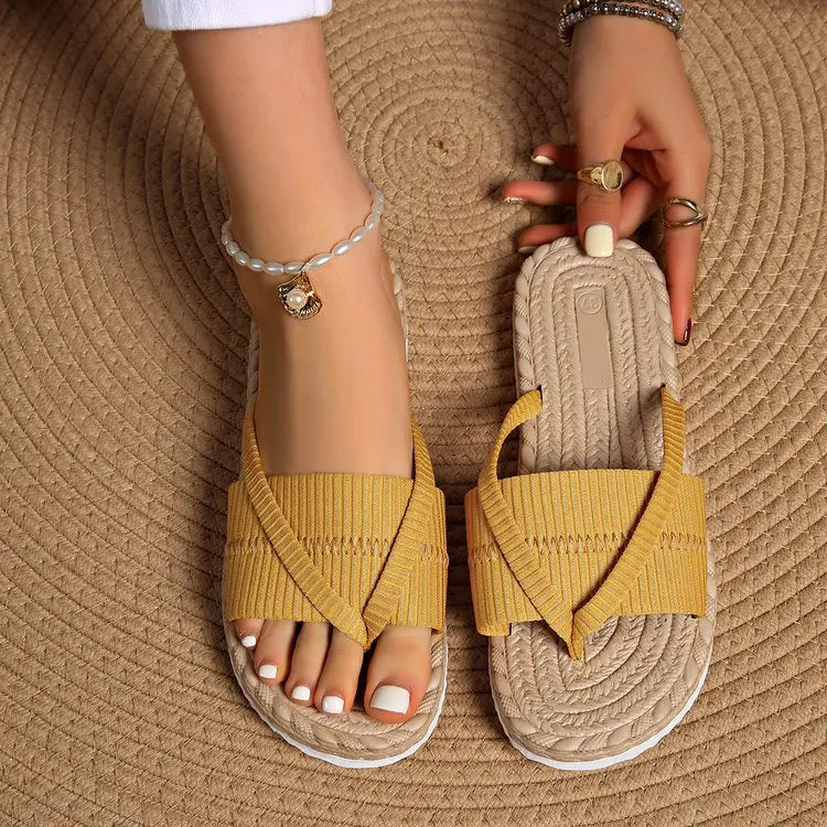 Solana Woven Crossover Slide Sandals