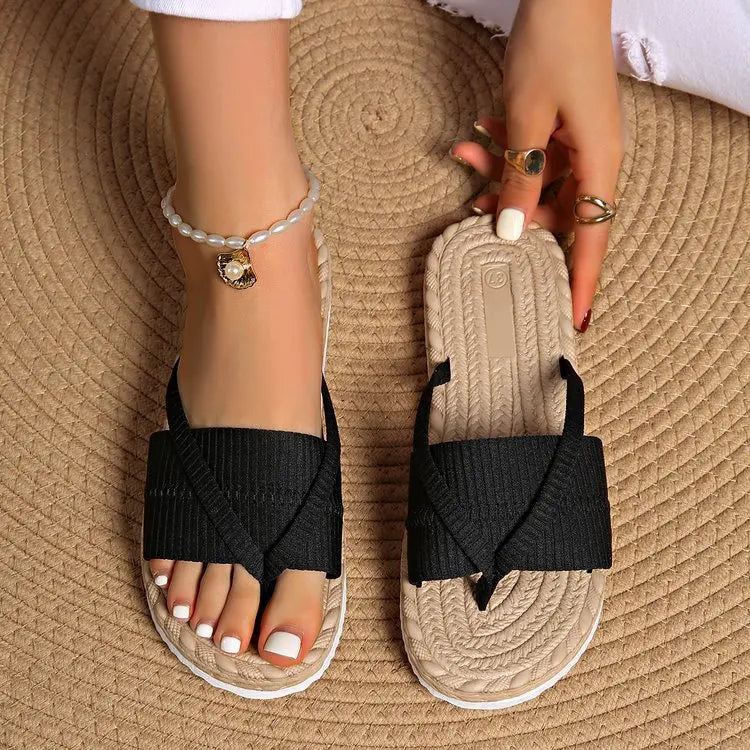 Solana Woven Crossover Slide Sandals