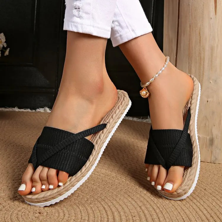 Solana Woven Crossover Slide Sandals