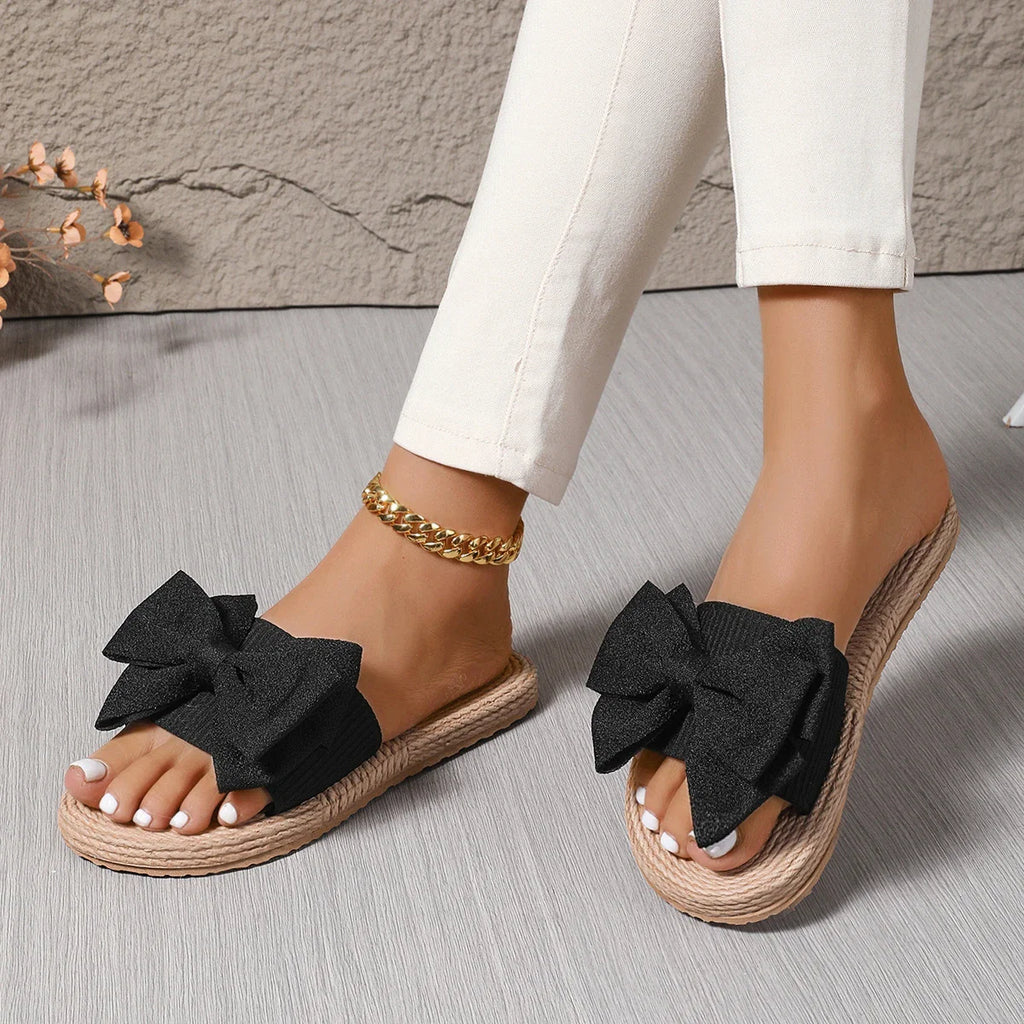 Lily Woven Bow Slide Sandals