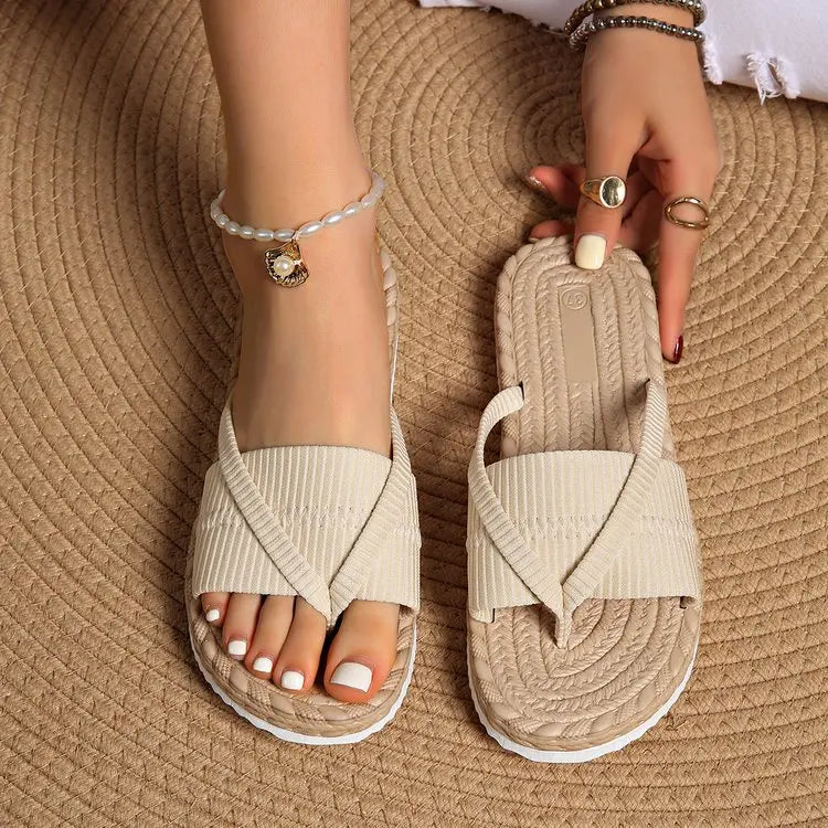 Solana Woven Crossover Slide Sandals
