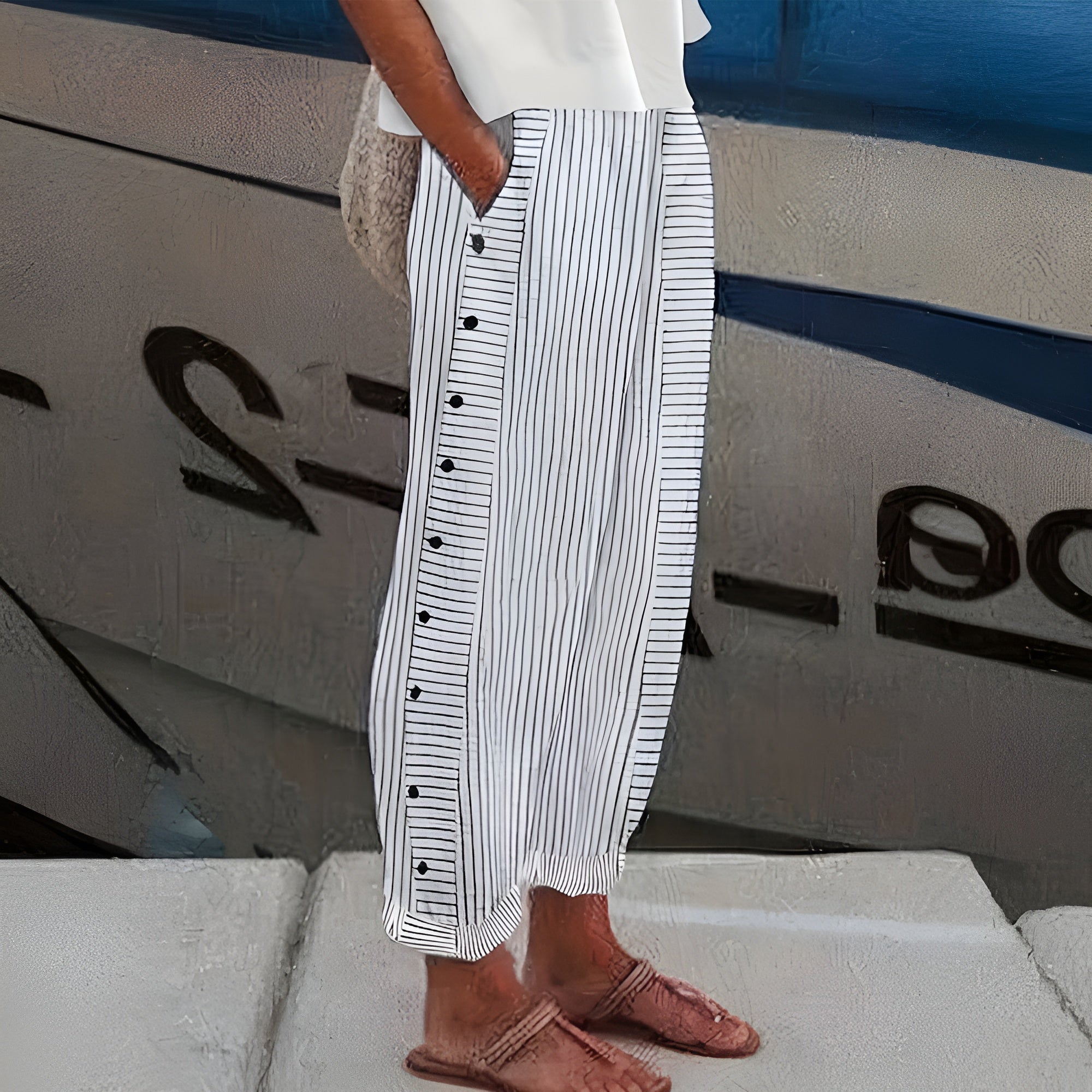 Debra | Women's High-Waisted Striped Pants