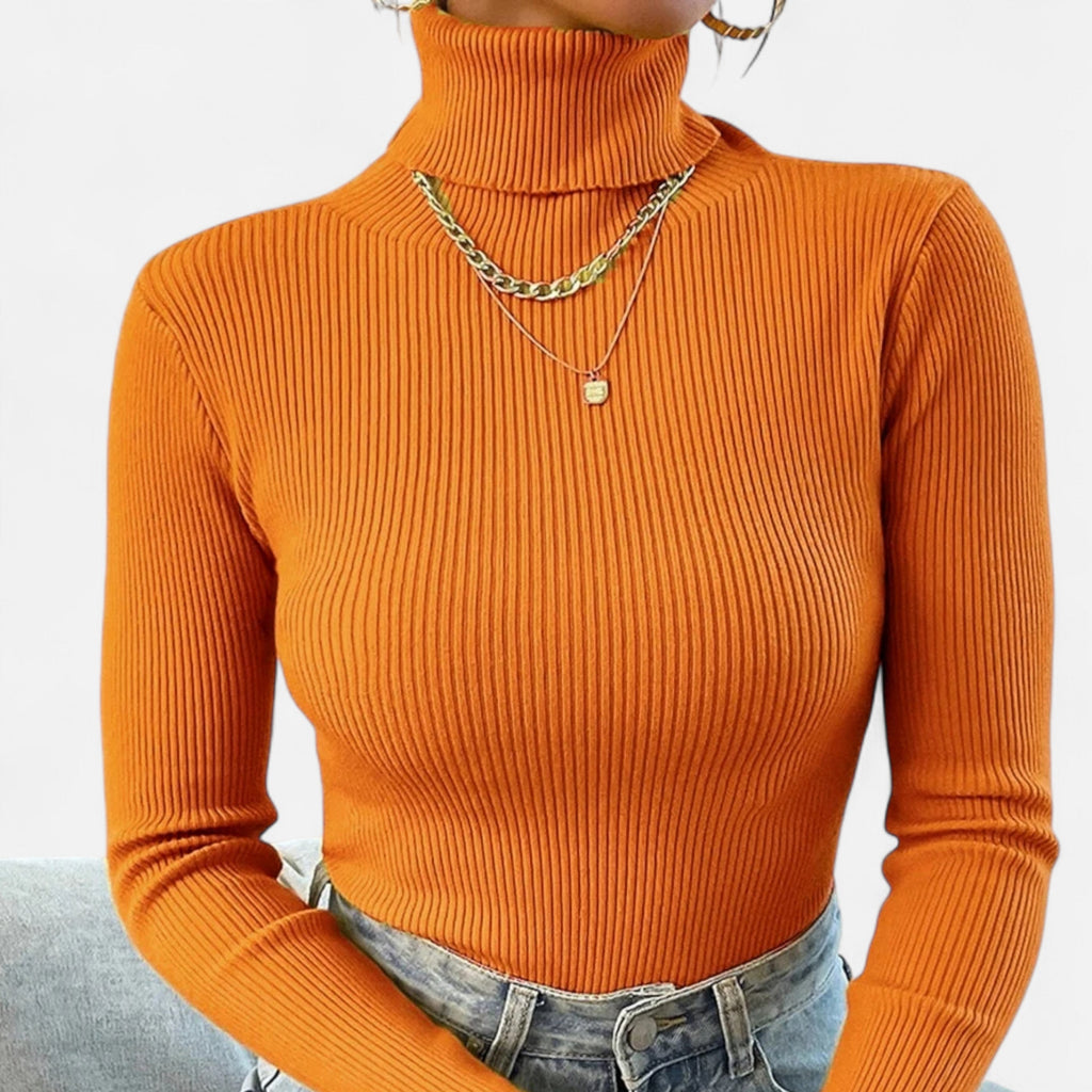 Women’s Ribbed Turtleneck Sweater – Soft Slim-Fit Winter Knit Top