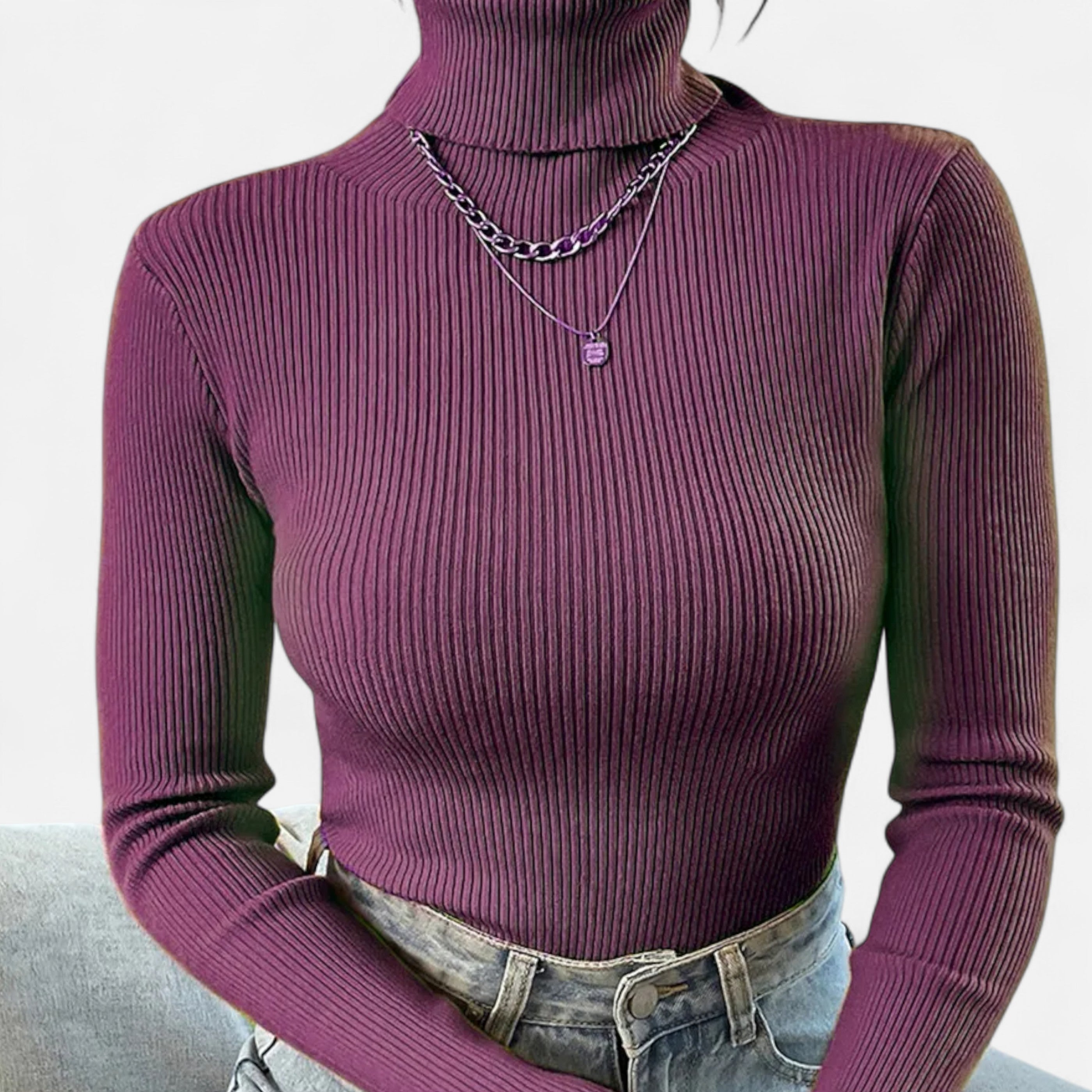 Women’s Ribbed Turtleneck Sweater – Soft Slim-Fit Winter Knit Top