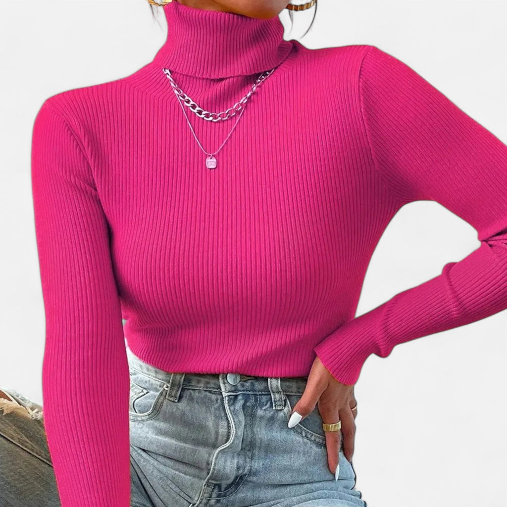 Women’s Ribbed Turtleneck Sweater – Soft Slim-Fit Winter Knit Top